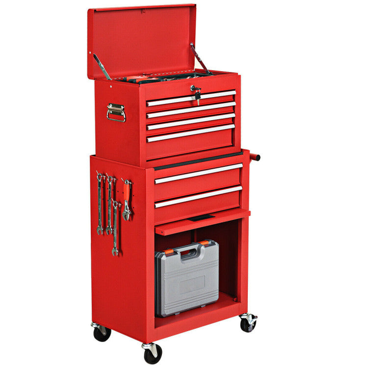 6-Drawer Big Rolling Tool Chest Organizers Removable Storage Cabinet with Wheels and Lock