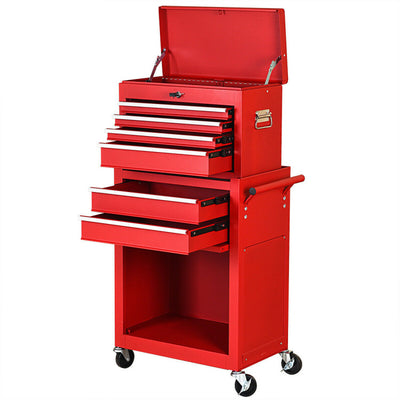 6-Drawer Big Rolling Tool Chest Organizers Removable Storage Cabinet with Wheels and Lock