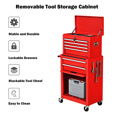6-Drawer Big Rolling Tool Chest Organizers Removable Storage Cabinet with Wheels and Lock