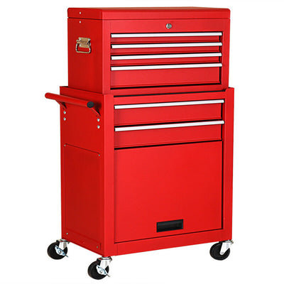 6-Drawer Big Rolling Tool Chest Organizers Removable Storage Cabinet with Wheels and Lock