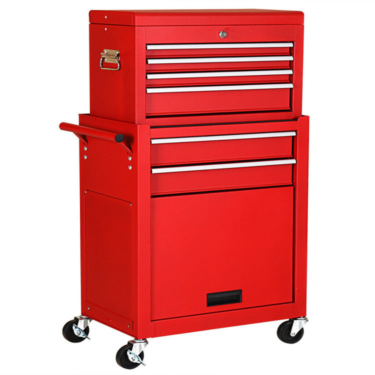 6-Drawer Big Rolling Tool Chest Organizers Removable Storage Cabinet with Wheels and Lock