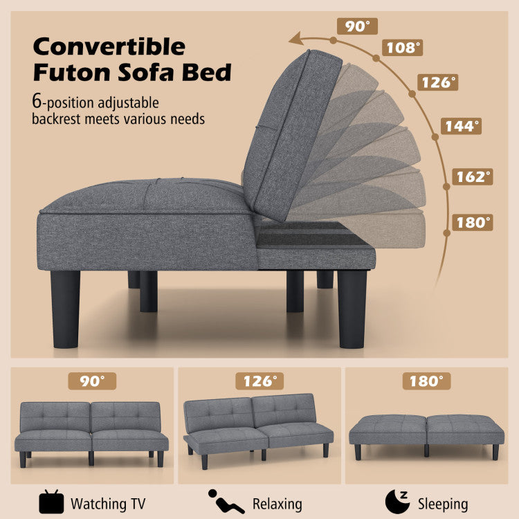 6-Position Adjustable Sleeper Sofa Bed Convertible Folding Futon Sofa Couch Loveseat Chaise Lounge
