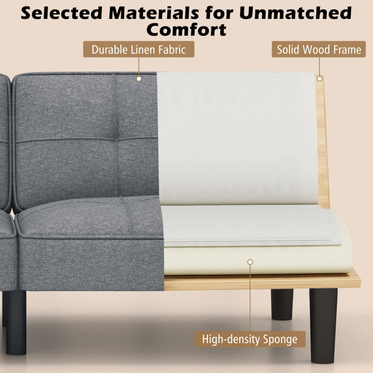 6-Position Adjustable Sleeper Sofa Bed Convertible Folding Futon Sofa Couch Loveseat Chaise Lounge