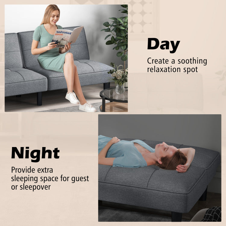 6-Position Adjustable Sleeper Sofa Bed Convertible Folding Futon Sofa Couch Loveseat Chaise Lounge