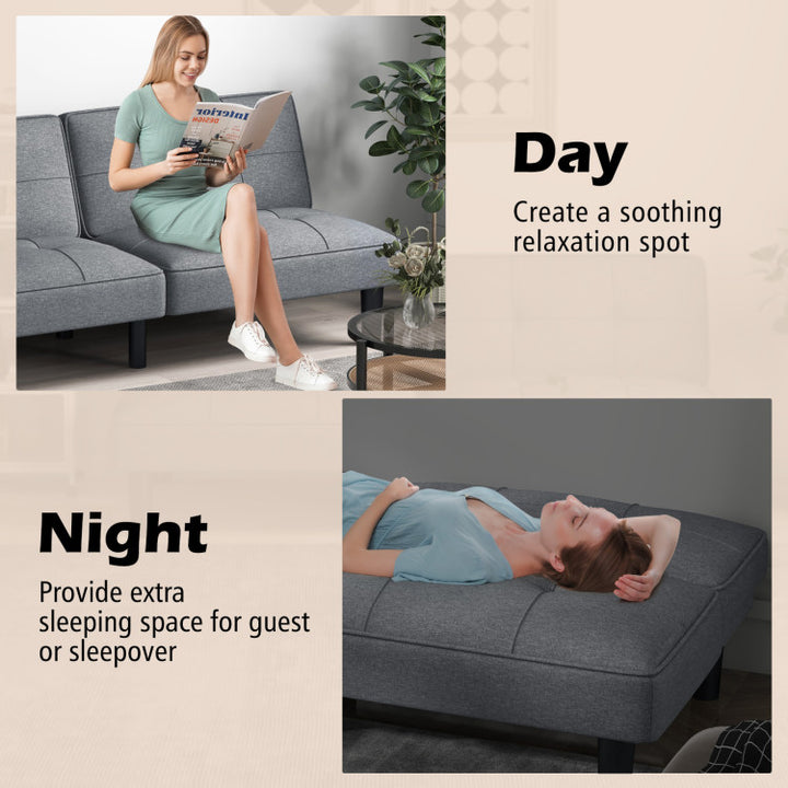 6-Position Adjustable Sleeper Sofa Bed Convertible Folding Futon Sofa Couch Loveseat Chaise Lounge
