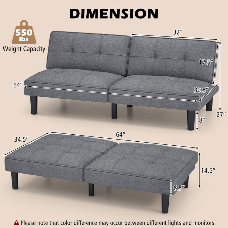 6-Position Adjustable Sleeper Sofa Bed Convertible Folding Futon Sofa Couch Loveseat Chaise Lounge