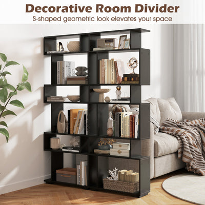 6-Tier Geometric Bookshelf with 2 Anti-Tipping Kits for Home Office