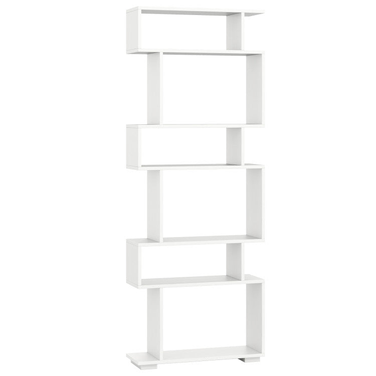 6-Tier Geometric Bookshelf with 2 Anti-Tipping Kits for Home Office