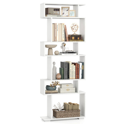 6-Tier Geometric Bookshelf with 2 Anti-Tipping Kits for Home Office