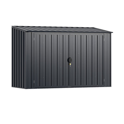 6.3 x 2.8 FT Outdoor Metal Storage Shed Rustproof Steel Tool Organizer House with Lockable Door and Retractable Hydraulic Rods