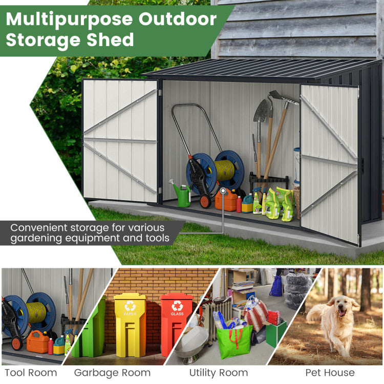 6.3 x 2.8 FT Outdoor Metal Storage Shed Rustproof Steel Tool Organizer House with Lockable Door and Retractable Hydraulic Rods