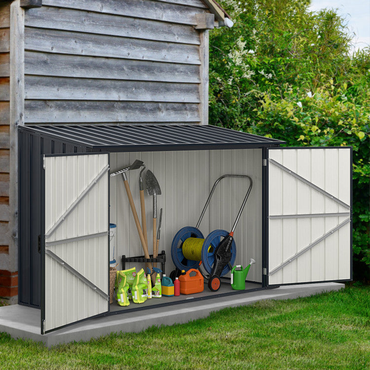 6.3 x 2.8 FT Outdoor Metal Storage Shed Rustproof Steel Tool Organizer House with Lockable Door and Retractable Hydraulic Rods