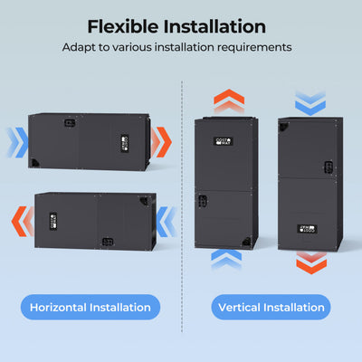 60000 BTU Ducted Central Air Conditioner Heat Pump System 5 Ton Inverter Split AC with Multi-Position Air Handler Unit