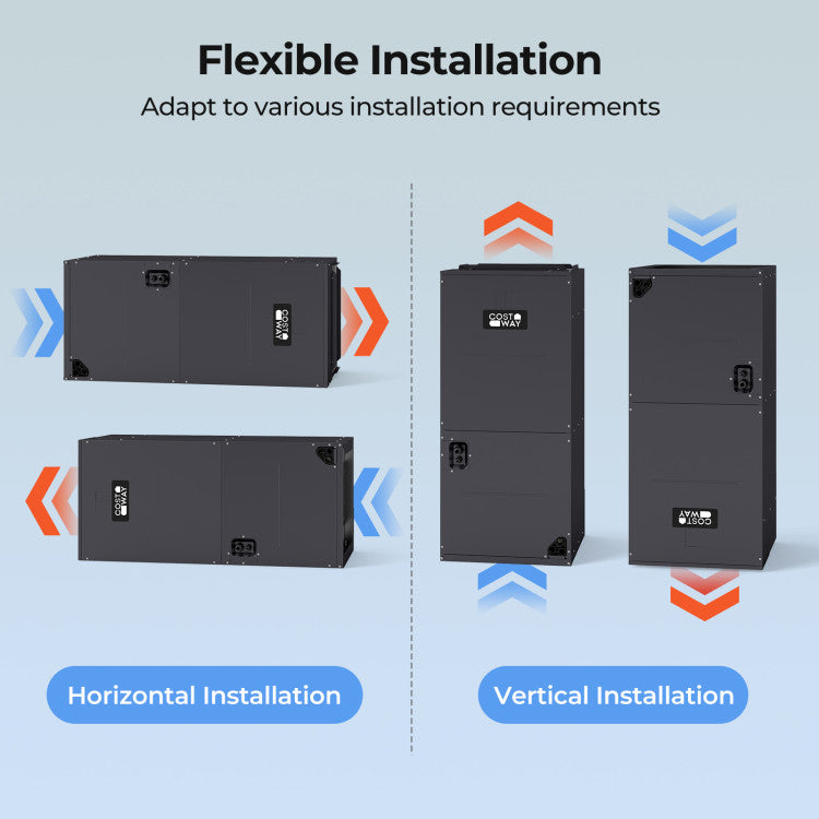 60000 BTU Ducted Central Air Conditioner Heat Pump System 5 Ton Inverter Split AC with Multi-Position Air Handler Unit