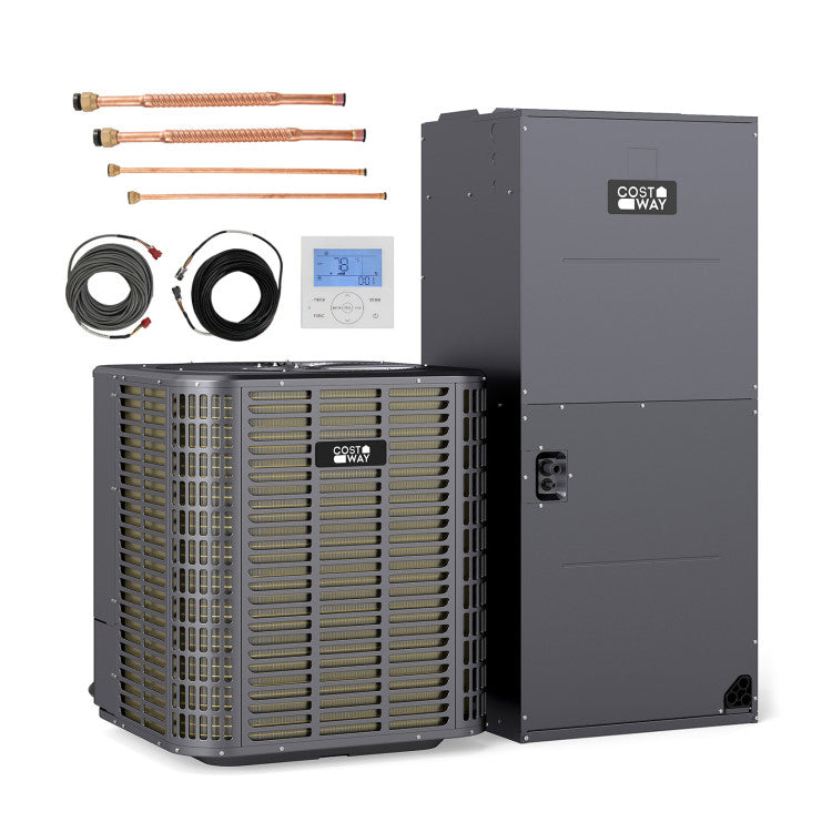 60000 BTU Ducted Central Air Conditioner Heat Pump System 5 Ton Inverter Split AC with Multi-Position Air Handler Unit