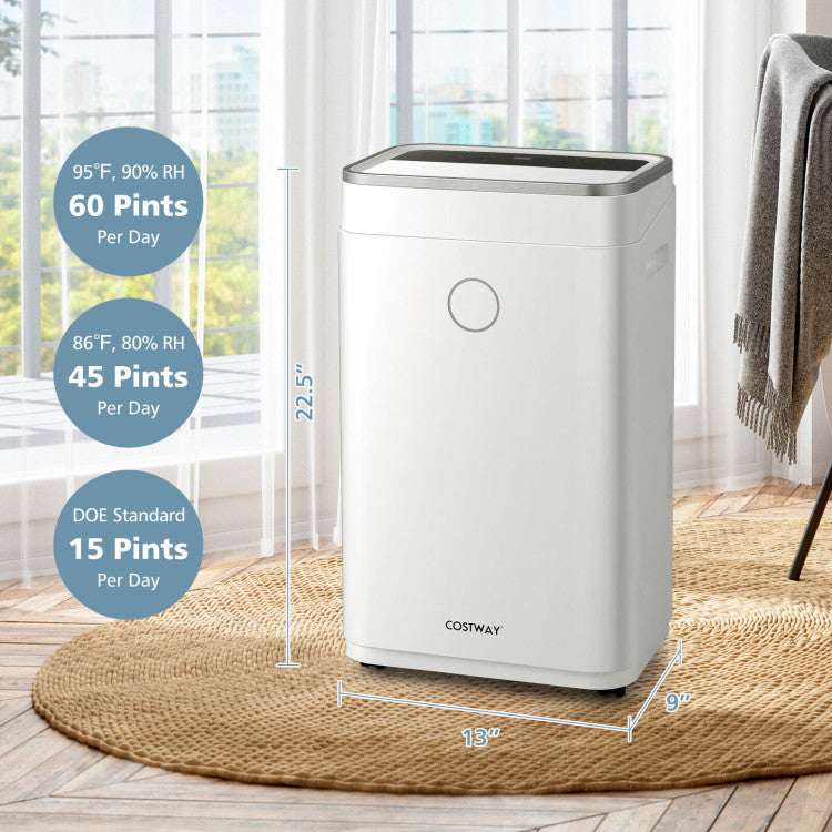 60 Pints Dehumidifier 4000 Sq. Ft Dehumidifier with 24H Timer and 3 Operating Modes for Basements Home