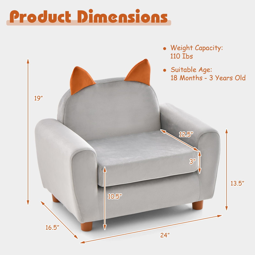 Kids Sofa, Children Armrest Chair with Sturdy Wood Construction and Dutch Velvet