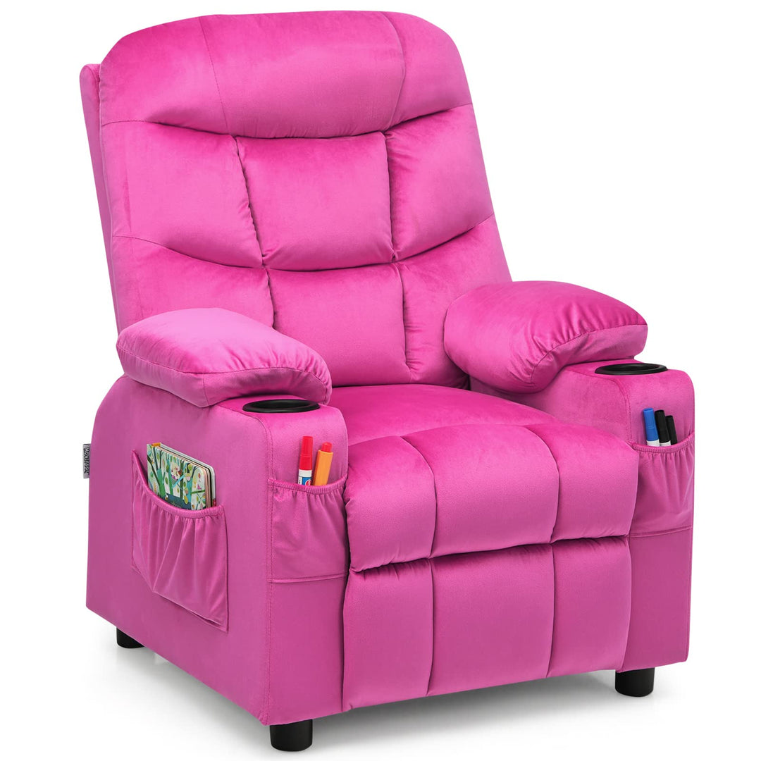 Kids Recliner Chair, Single Recliner Sofa Chair w/ Adjustable Backrest &amp; Footrest