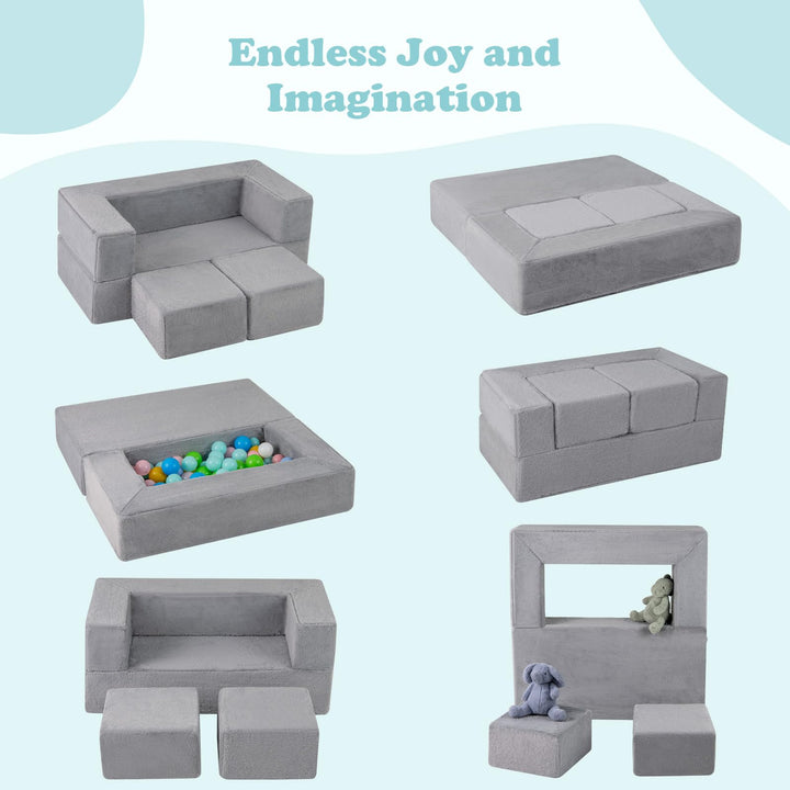 Modular Kids Play Couch, Toddler Sectional Fort Building Sofa for Playroom