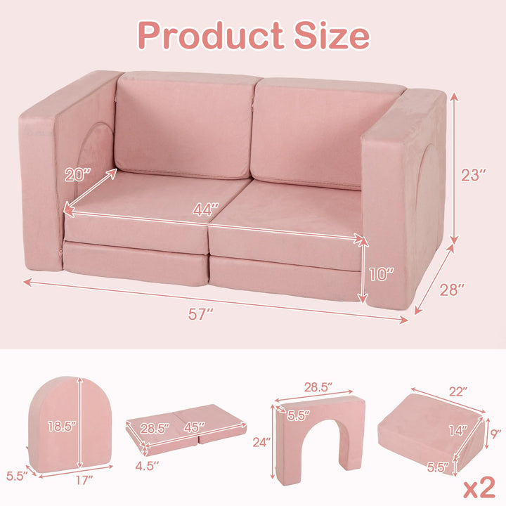 Modular Kids Play Couch, 8 PCS Toddler Creative Sectional Fort Building Sofa for Playroom