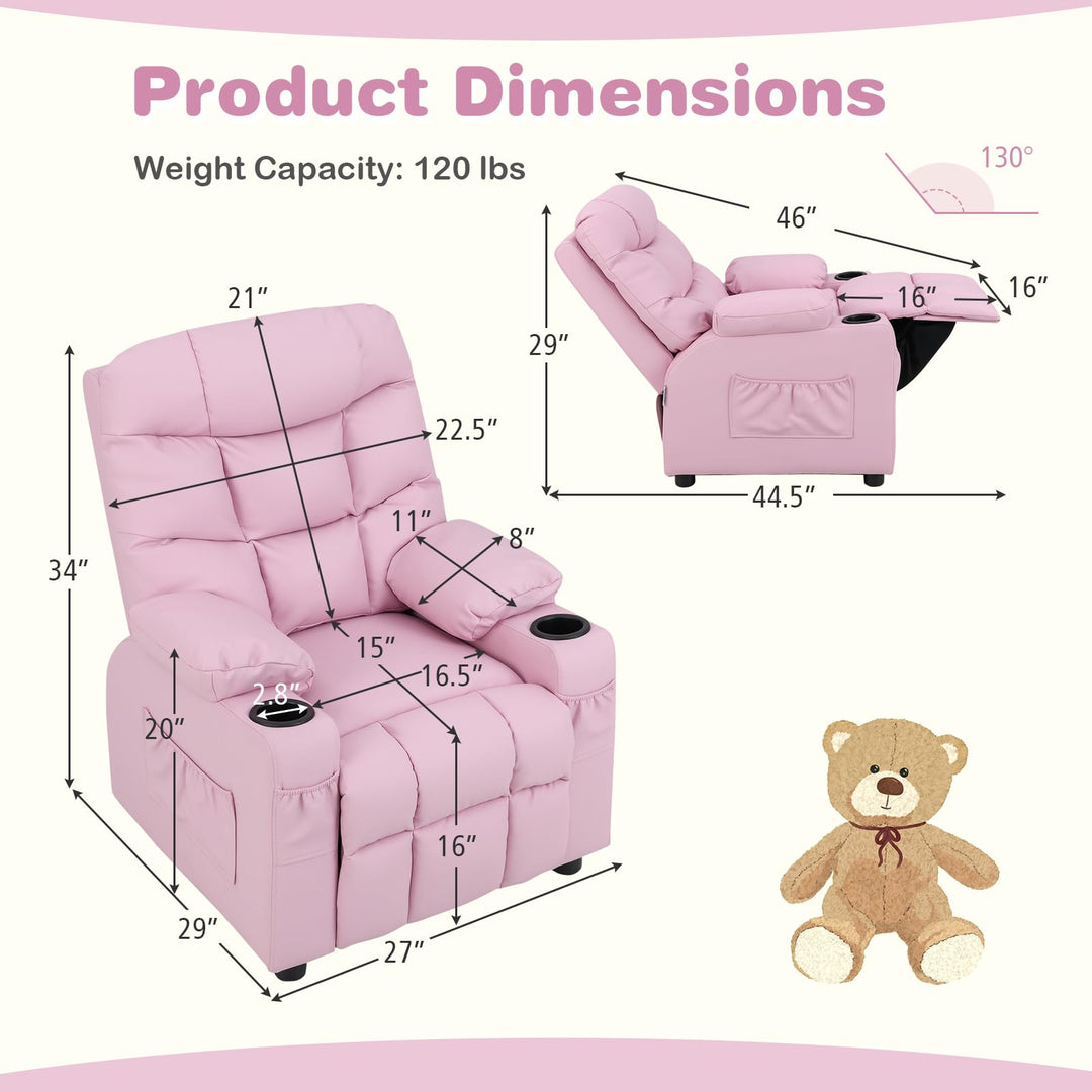 Kids Recliner Chair, Reclining Toddler Push Back Sofa, for Kids Ages 3+