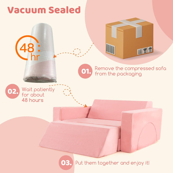 Mondular Kids Play Couch, 8PCS Toddler Sectional Sofa Building Fort for Bedroom Playroom
