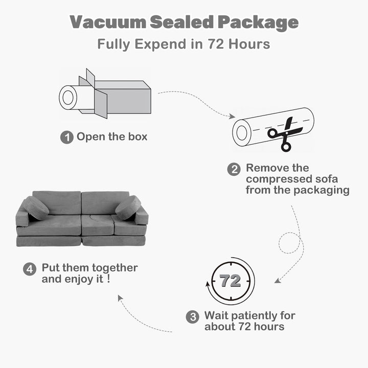 Modular Kids Play Couch, 13 PCS Toddler Creative Sectional Fort Building Sofa for Bedroom
