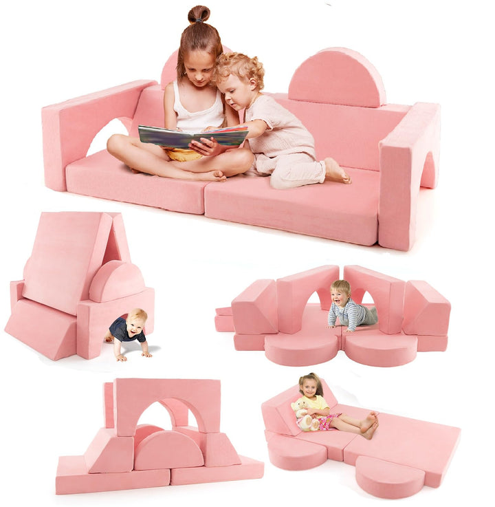 Mondular Kids Play Couch, 8PCS Toddler Sectional Sofa Building Fort for Bedroom Playroom