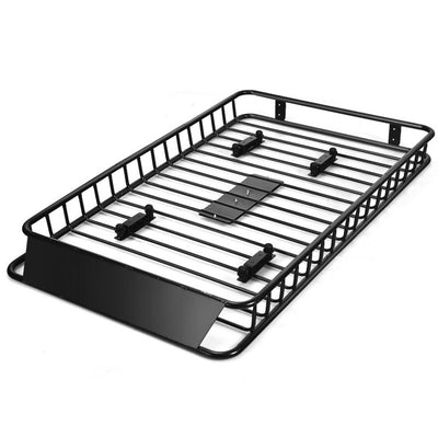 64 Inches Universal Roof Rack Cargo Carrier Basket Heavy Duty Steel Car SUV Top Luggage Storage Holder with 4 Universal U-bolts