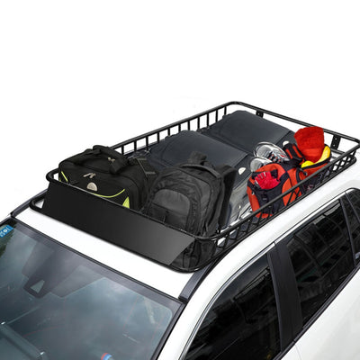 64 Inches Universal Roof Rack Cargo Carrier Basket Heavy Duty Steel Car SUV Top Luggage Storage Holder with 4 Universal U-bolts