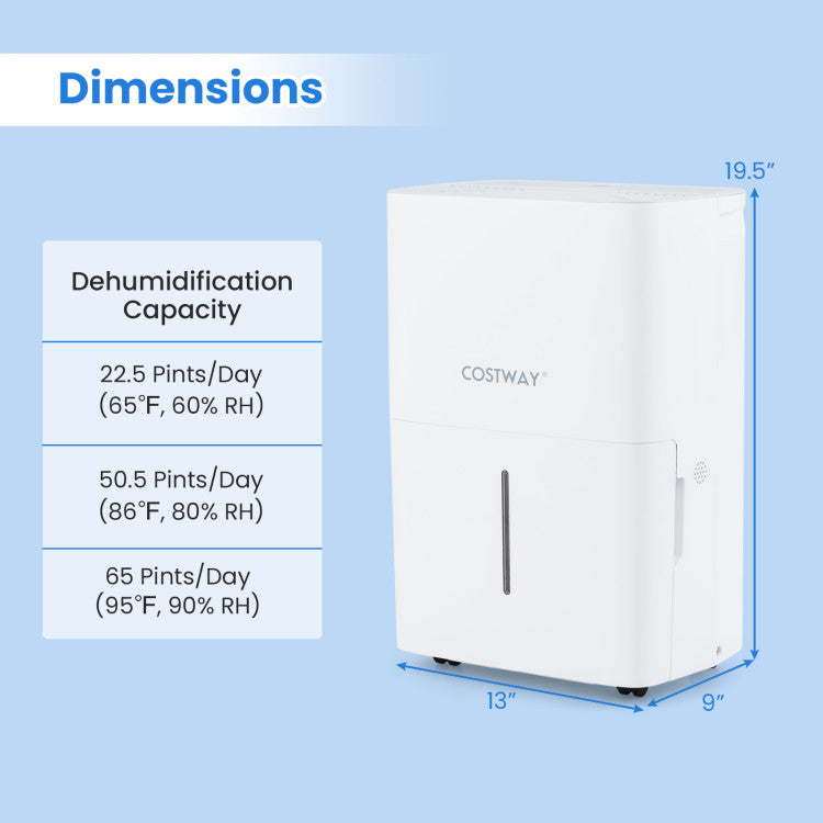 65 Pints Dehumidifier with 24H Timer and LED Display