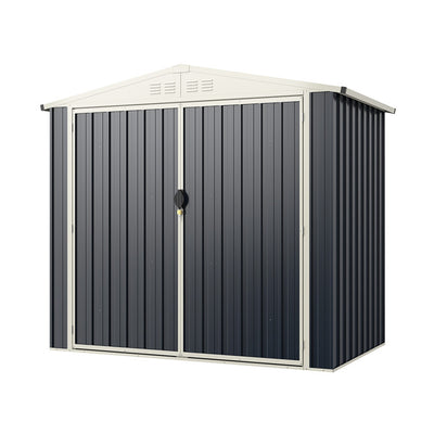 7 x 4 Feet Metal Outdoor Garden Tool Storage Shed with Lockable Doors and Metal Latch