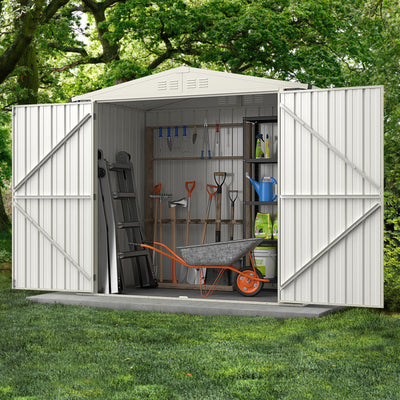 7 x 4 Feet Metal Outdoor Garden Tool Storage Shed with Lockable Doors and Metal Latch