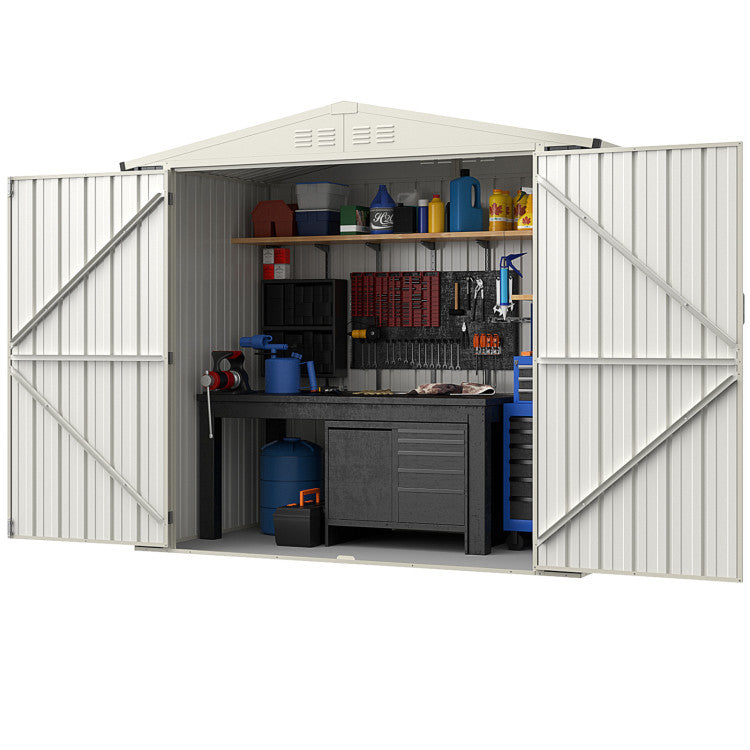 7 x 4 Feet Metal Outdoor Garden Tool Storage Shed with Lockable Doors and Metal Latch