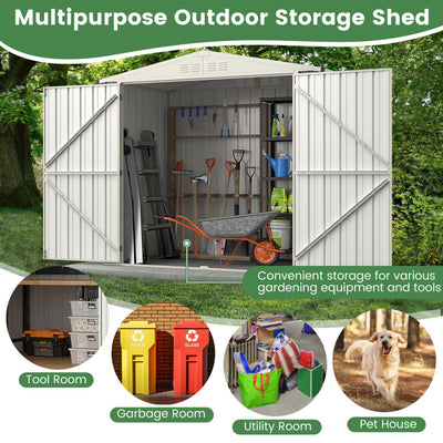 7 x 4 Feet Metal Outdoor Garden Tool Storage Shed with Lockable Doors and Metal Latch