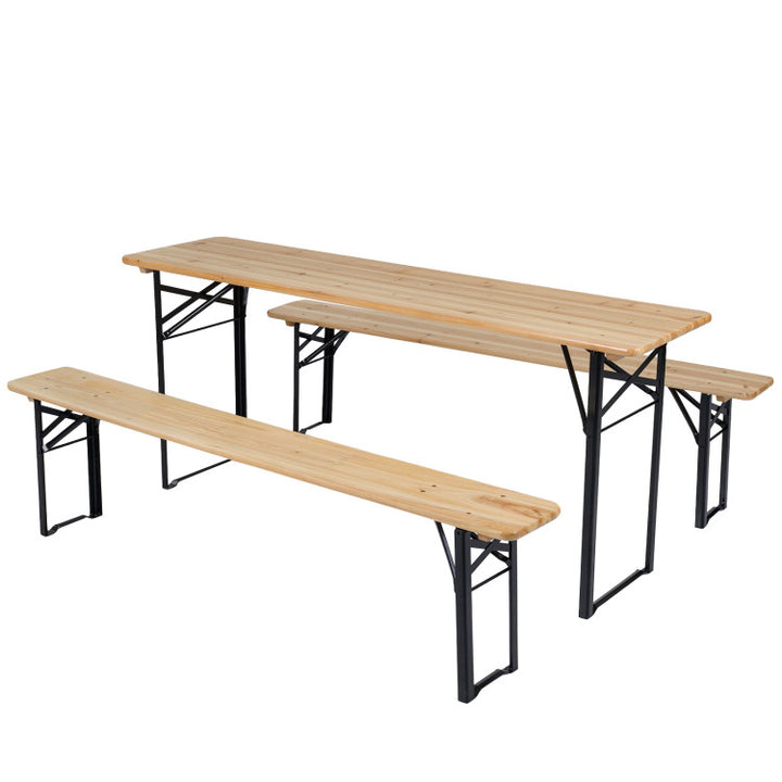 70 Inch 3-Piece Folding Picnic Table with Benches for 6 Fir Wood Portable Bear Camping Table