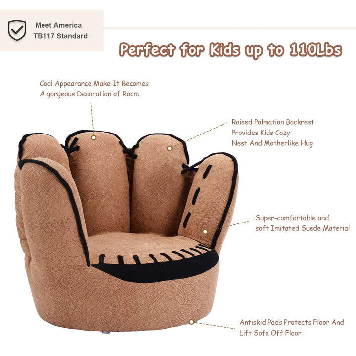 Kids Couch, Toddler Armchair with Baseball Glove Design, Sponge Padded Cushion