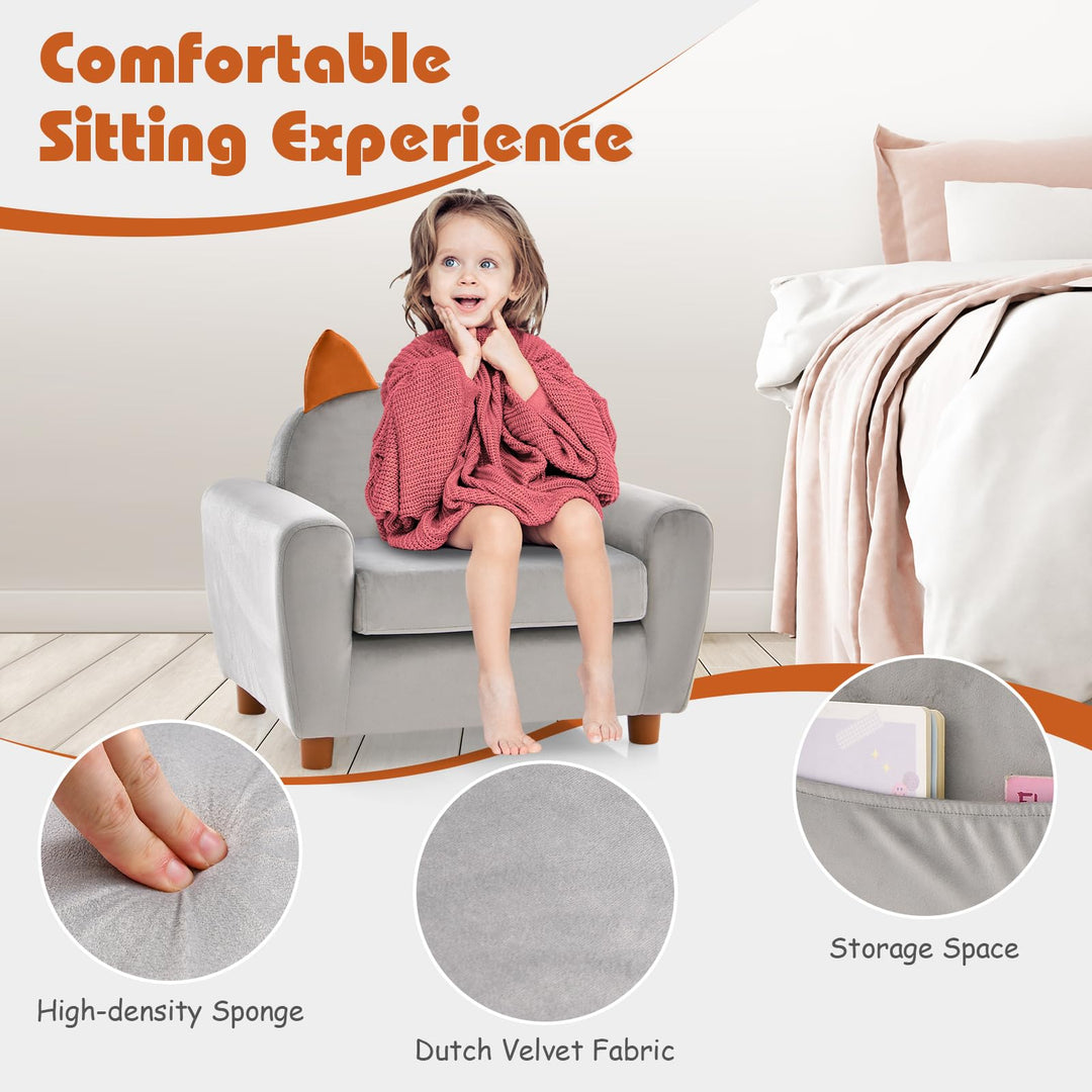 Kids Sofa, Children Armrest Chair with Sturdy Wood Construction and Dutch Velvet