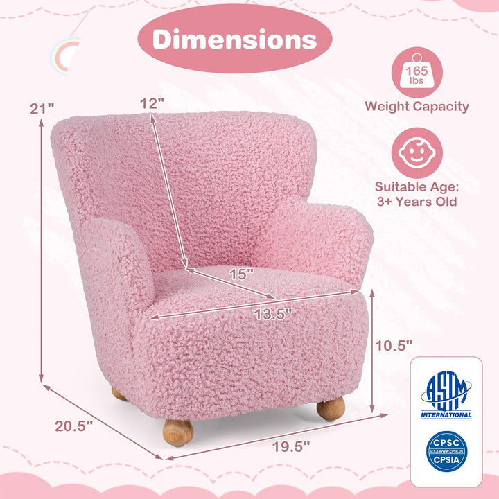 Sherpa Kids Sofa, Comfy Toddler Armchair with Solid Rubber Wood Legs