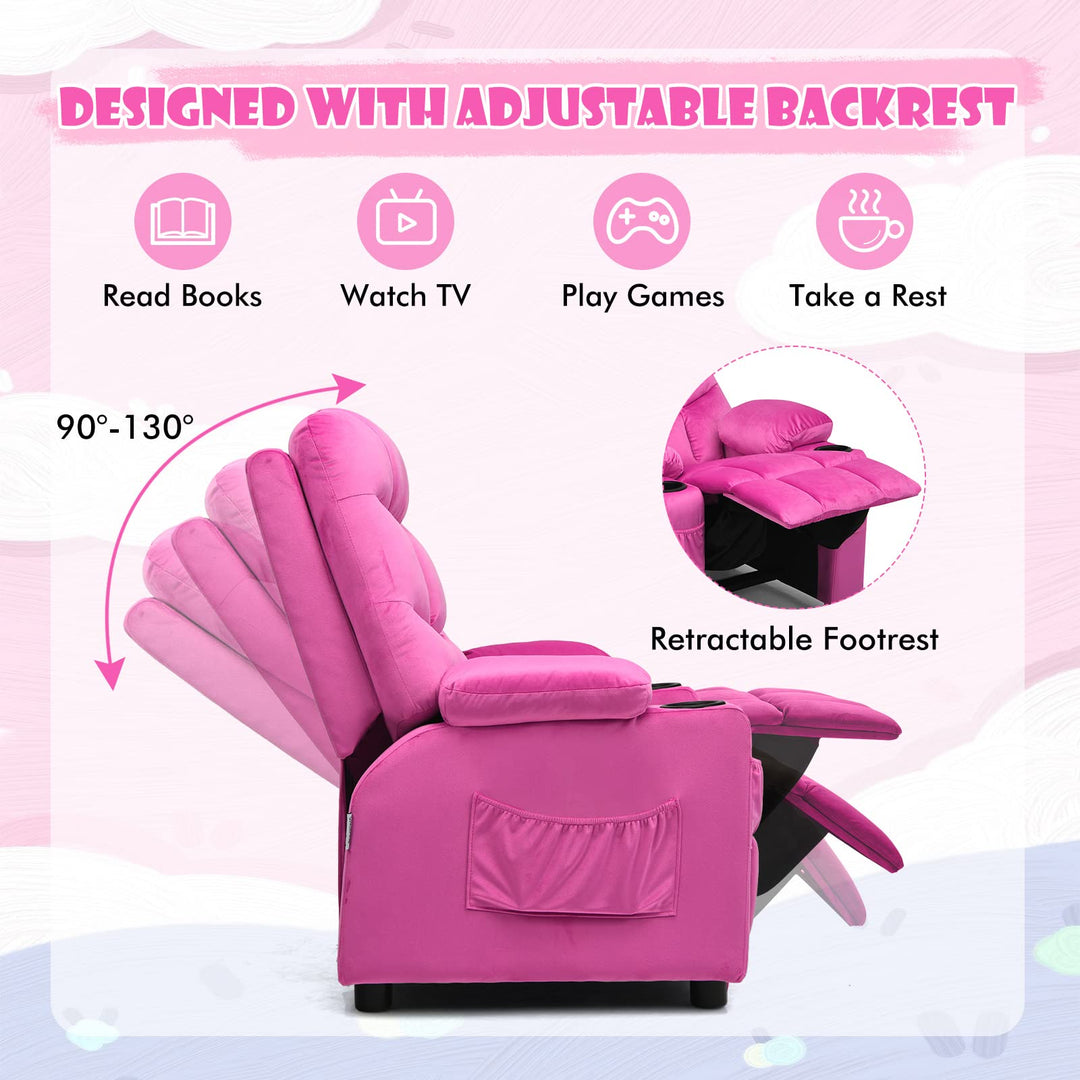 Kids Recliner Chair, Single Recliner Sofa Chair w/ Adjustable Backrest &amp; Footrest