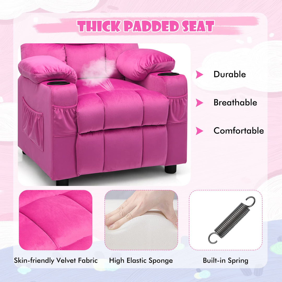 Kids Recliner Chair, Single Recliner Sofa Chair w/ Adjustable Backrest &amp; Footrest