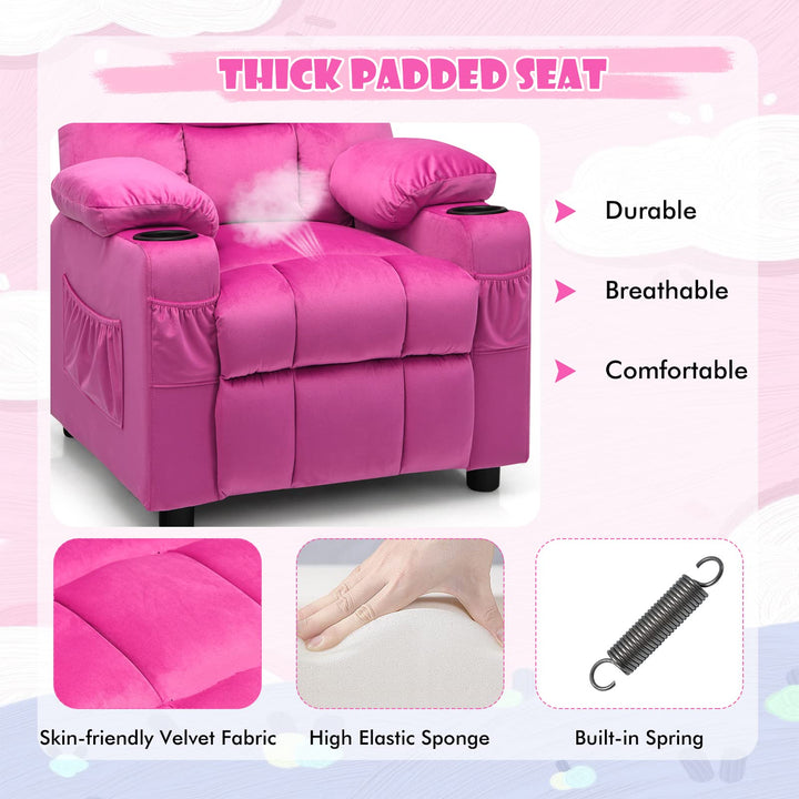 Kids Recliner Chair, Single Recliner Sofa Chair w/ Adjustable Backrest &amp; Footrest
