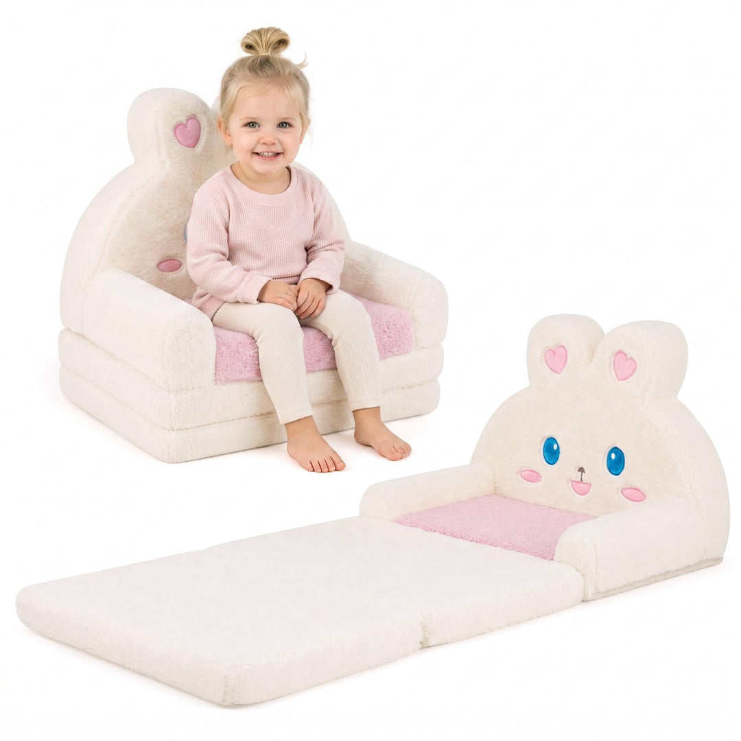 Convertible 2-in-1 Kids Sofa to Lounger  Fold-Out Toddler Couch with Removable Cover