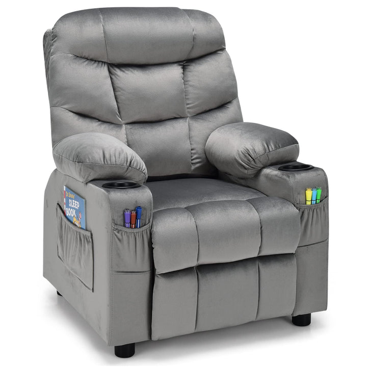 Kids Recliner Chair, Single Recliner Sofa Chair w/ Adjustable Backrest &amp; Footrest
