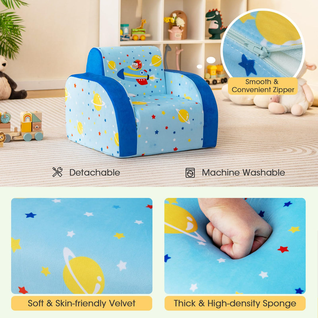 3-in-1 Convertible Chair, Kids Flip Open Seat, Children Sofa with Sponge Cushion Seat