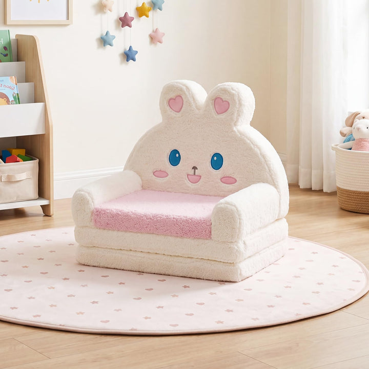 Convertible 2-in-1 Kids Sofa to Lounger  Fold-Out Toddler Couch with Removable Cover