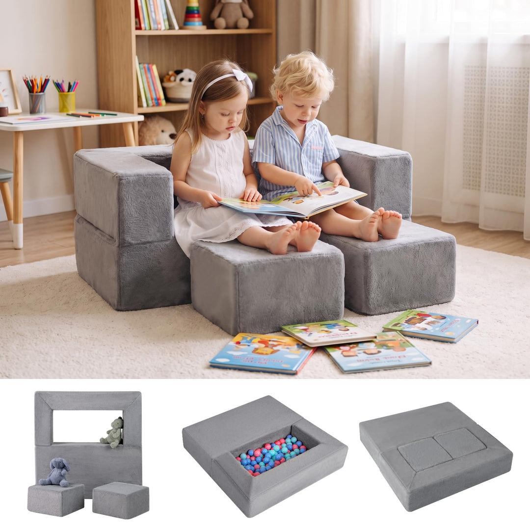 Modular Kids Play Couch, Toddler Sectional Fort Building Sofa for Playroom