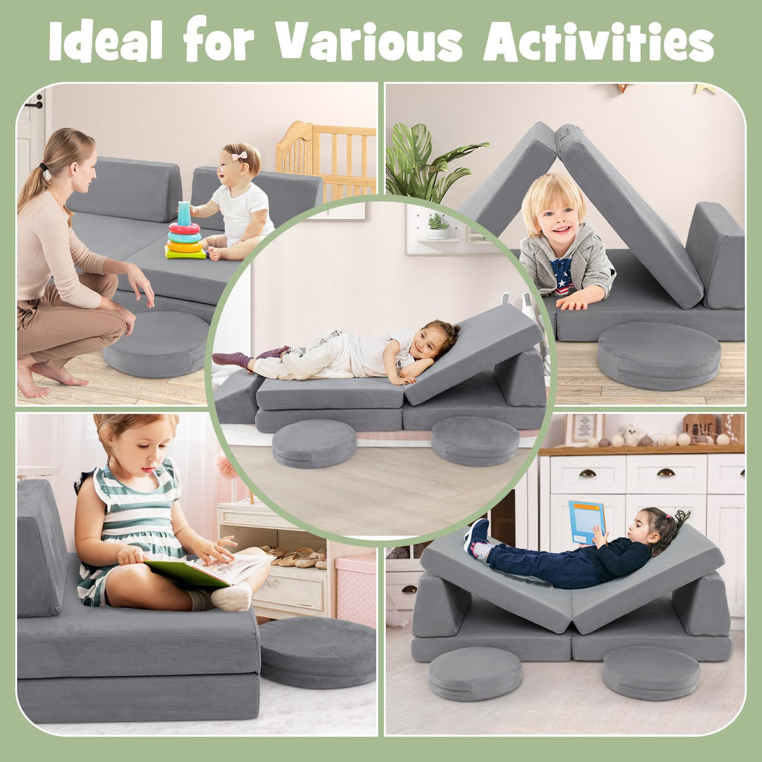 6-Piece Modular Children Play Sofa Set, Convertible Foam Furniture for Kids