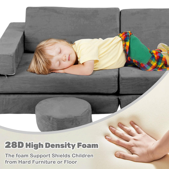 Modular Kids Play Couch, 13 PCS Toddler Creative Sectional Fort Building Sofa for Bedroom