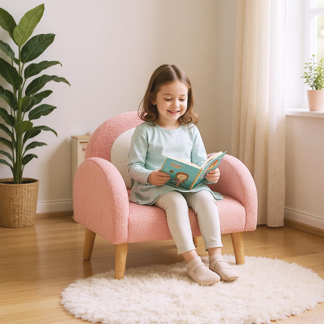 Plush Toddler Armchair, Cozy Kids Sofa with Supportive Back &amp; Armrests